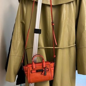 Coach Women Leather Mini Crossbody Bag Orange